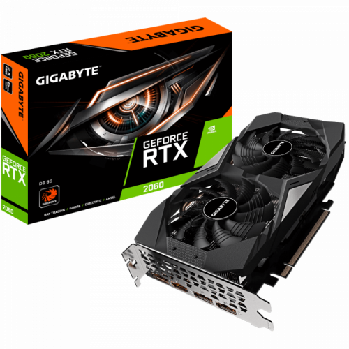 Видеокарта Gigabyte RTX 2060, GV-N2060D6-6GD, 6GB GDDR6 192bit, Windforce 2xFan, 3xDP, HDMI BOX Видеокарта Gigabyte RTX 2060, GV-N2060D6-6GD, 6GB GDDR6 192bit, Windforce 2xFan, 3xDP, HDMI BOX
