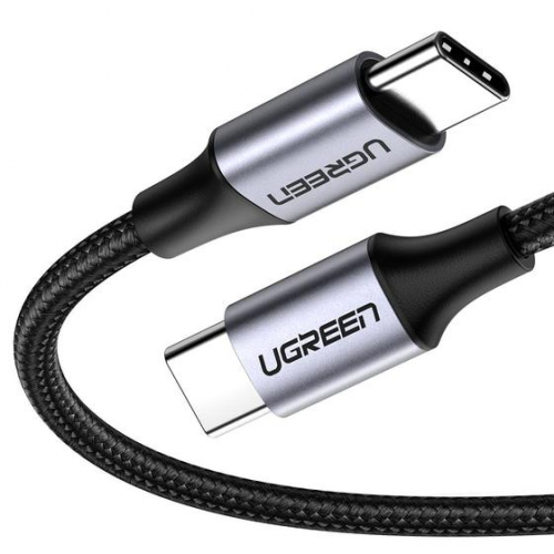 Кабель UGREEN US261 USB 2.0 C M/M Round Cable Nickel Plating Aluminum Shell 1m (Gray Black)