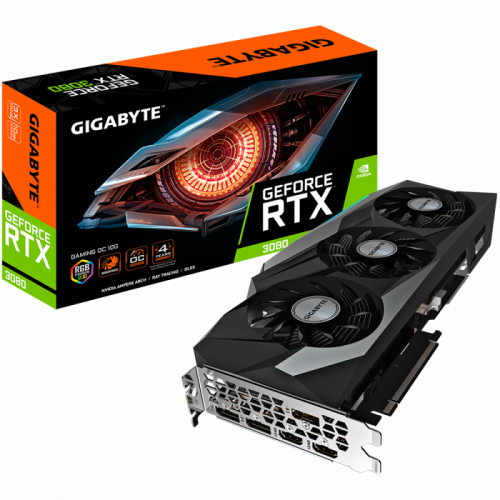 Видеокарта GIGABYTE GeForce RTX 3080 GAMING OC [GV-N3080GAMING OC-10GD], 10Gb/256bit GDDR6X, 2xHDMI, 2xDP, BOX