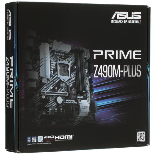 Сист. плата Asus PRIME Z490M-PLUS, Z490, S1200, 4xDIMM DDR4, 2xPCI-E x16, 2xPCI-E x1, 2xM.2, 5xSATA, DVI, HDMI, DP, mATX