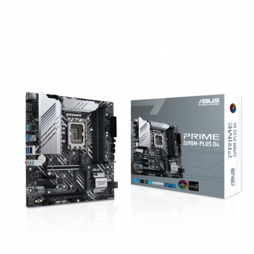 Сист. плата ASUS PRIME Z690M-PLUS D4, Z690, 1700, 4xDIMM DDR4, 2xPCI-E x16, 2xPCI-E x1, 3xM.2, 4xSATA, HDMI, DP, BOX