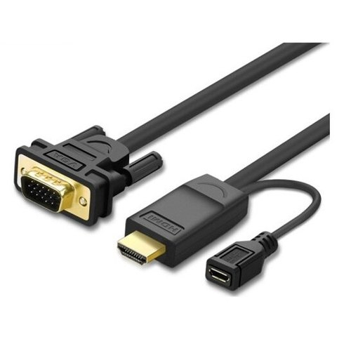 Конвертер UGREEN MM101 HDMI to VGA Converter Cable 1.5m (Black), 30449