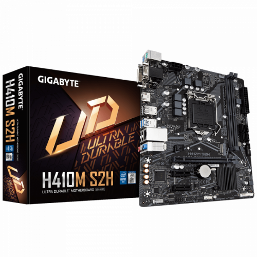 Сист. плата Gigabyte H410M-S2H, H410, 1200, 2xDIMM DDR4, 1xPCI-E x16, 2xPCI-E x1, M2, 4xSATA, HDMI, DVI-D, D-Sub, mATX Сист. плата Gigabyte H410M-S2H, H410, 1200, 2xDIMM DDR4, 1xPCI-E x16, 2xPCI-E x1, M2, 4xSATA, HDMI, DVI-D, D-Sub, mATX