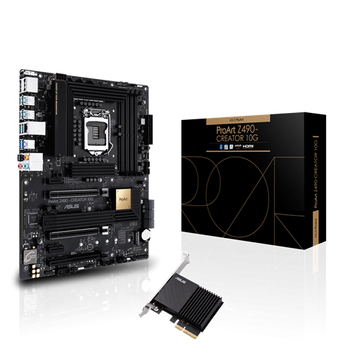 Сист. плата ASUSPROART Z490-CREATOR 10G, Z490, 1200, 4xDIMM DDR4, 3xPCI-E x16, 1xPCI-E x1, 2xM2, 6xSATA, LAN10G PCI-Ex1, Сист. плата ASUSPROART Z490-CREATOR 10G, Z490, 1200, 4xDIMM DDR4, 3xPCI-E x16, 1xPCI-E x1, 2xM2, 6xSATA, LAN10G PCI-Ex1,