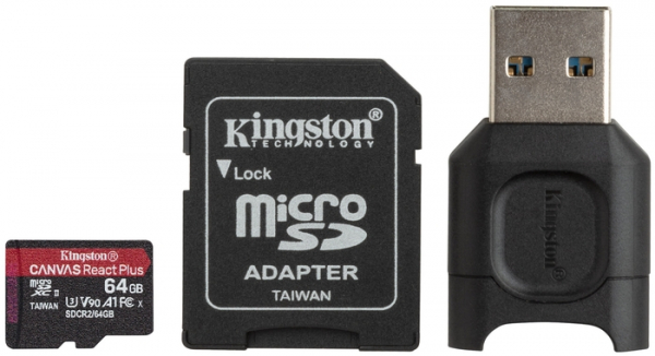 Карта памяти Kingston microSD MLPMR2/256GB UHS-II  4K/8K + microSD Reader, W165МБ/с, R285МБ/с, HD-дронов и экшн-камер