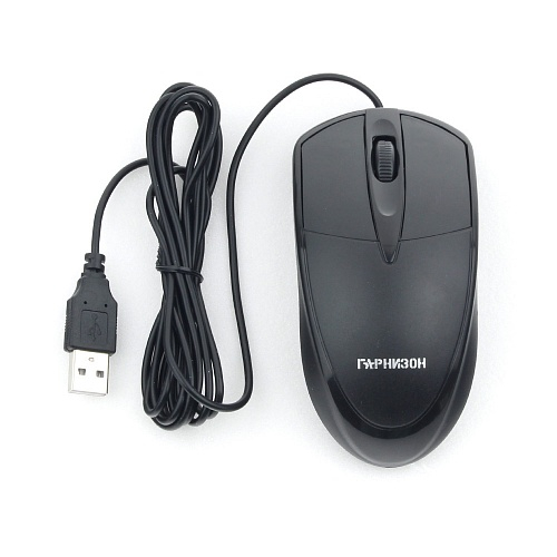 Мышь Гарнизон GM-225XL, USB, чип- Х, чёрный, 2м, 1000 DPI, 2кн.+колесо-кнопка, кабель 2м
