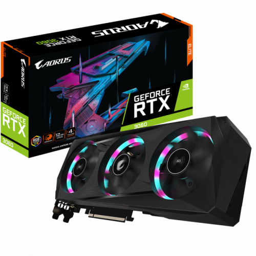 Видеокарта Gigabyte GV-N3060AORUS E-12GD, 12Gb GDDR6/192Bit, 2xHDMI, 2xDP BOX Видеокарта Gigabyte GV-N3060AORUS E-12GD, 12Gb GDDR6/192Bit, 2xHDMI, 2xDP BOX