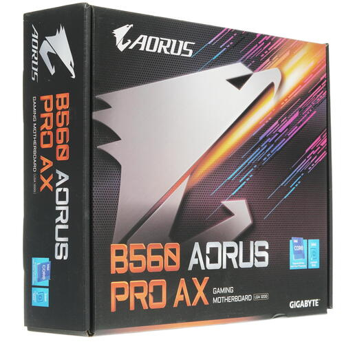 Сист. плата Gigabyte B560 AORUS PRO AX, B560, 1200, 4xDIMM DDR4, 2xPCI-E x16, PCI-Ex1, M.2, 6xSATA, WIFI6, BOX