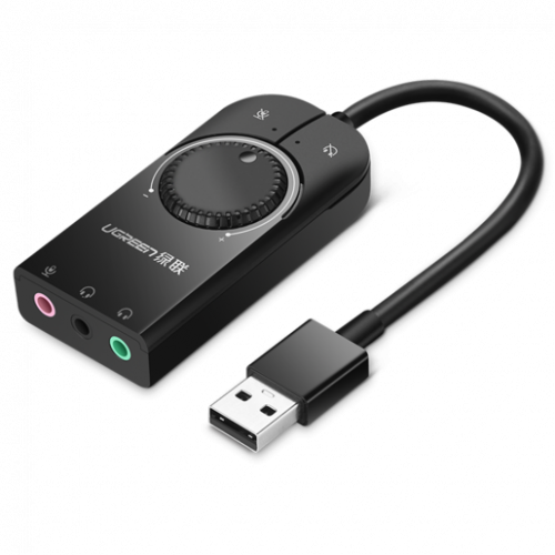 Адаптер стерео звука UGREEN CM129 USB External Stereo Sound Adapter 15cm (Black), 40964 Адаптер стерео звука UGREEN CM129 USB External Stereo Sound Adapter 15cm (Black), 40964