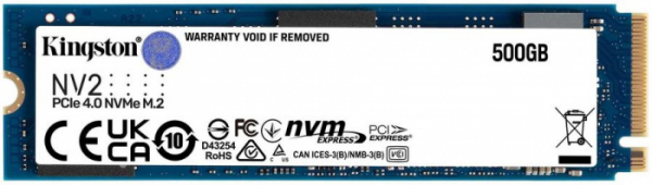 Твердотельный накопитель SSD Kingston NV2 500G M.2 2280 NVMe PCIe 4.0, Read Up to 3500, write Up to 2100, SNV2S/500G