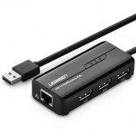 Конвертер USB 2.0 на LAN RJ-45,10/100 Mbps + USB HUB 3 port, 0.2m (20264) UGREEN