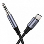 Аудио кабель Ugreen AV143 USB-C - 3,5мм, M/M Aluminum Shell, 1m, Deep Gray, 30633
