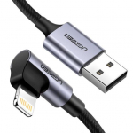 Кабель Ugreen US299 Angled Lightning To USB 2.0 A Male Cable(90°  Angle)/Black 1M, 60521