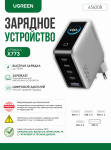 Зарядное устройство UGREEN 65620B X773  100W  5-Port GaN Fast Charger with Smart Display