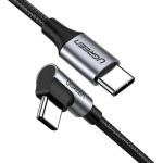 Кабель UGREEN US255 USB-C to Angled USB2.0-C Round Cable M/M Aluminum Shell Nickel Plating 1m (Gray Black) Кабель UGREEN US255 USB-C to Angled USB2.0-C Round Cable M/M Aluminum Shell Nickel Plating 1m (Gray Black)