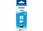 Контейнер с чернилами Epson C13T09C24A 108 EcoTank Cyan 70 ml/ЖЕЛТАЯ НАКЛЕЙКА