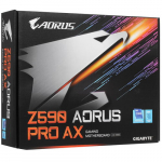 Сист. плата Gigabyte Z590 AORUS PRO AX, Z590, 1200, 4xDIMM DDR4, 3xPCI-E x16, M.2, 6xSATA, DP, WIFI6, BOX