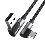 Кабель UGREEN Angled USB 2.0 A to Type C Cable Nickel Plating Aluminum Shell 1m (Black)