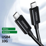 Кабель UGREEN US507 USB4 Type C Male to Type C Male 5A Cable 0.8m (Black), 30691