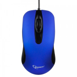 Мышь Gembird MOP-400-B, USB, синий, бесшумный клик, 2 кнопки, 1000 DPI,  soft-touch, 1.45м, блистер