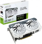 Видеокарта ASUS Dual GeForce RTX 4060 OC, 8 ГБ GDDR6/128-бит, 3072 ядра CUDA, PCI E 4.0, HDMI, DisplayPort, WHITE, BOX