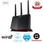 Двухдиапазонный игровой маршрутизатор ASUS RT-AX86U:совместимость с PS 5, AiMesh, 2.5G Ethernet,Adaptive OoS Двухдиапазонный игровой маршрутизатор ASUS RT-AX86U:совместимость с PS 5, AiMesh, 2.5G Ethernet,Adaptive OoS