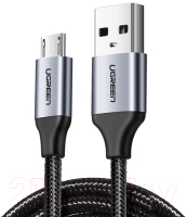 Кабель UGREEN US290 Micro USB 2.0 Cable 1M Metal/Black, 60146