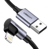 Кабель Ugreen US299 Angled Lightning To USB 2.0 A Male Cable(90° Angle)/Black 1M, 60521