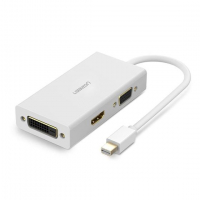 Конвертер Ugreen MD114 Mini DP To HDMI/ VGA/ DVI(24+1) Converter White, 20417