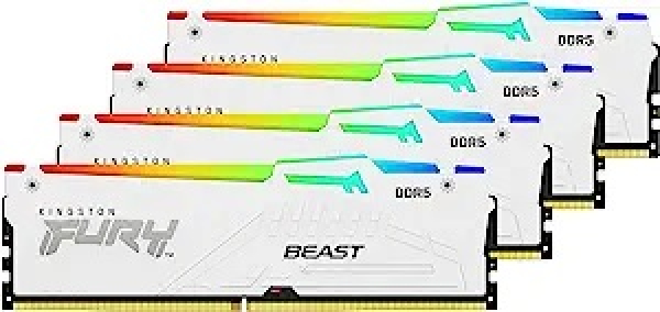 ОЗУ DIMM DDR5 Kingston FURY Beast White RGB 128Gb(32Gbx4)5600MT/s,2RX8,CL40-40-40,1.25V,288-pin,16Gbit,KF556C40BWAK4-128